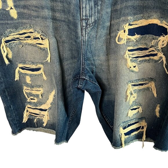 Jordan Craig Men's Distressed Ripped Jean Shorts Sz 44 Hip Hop Streetwear Grunge - Picture 5 of 13
